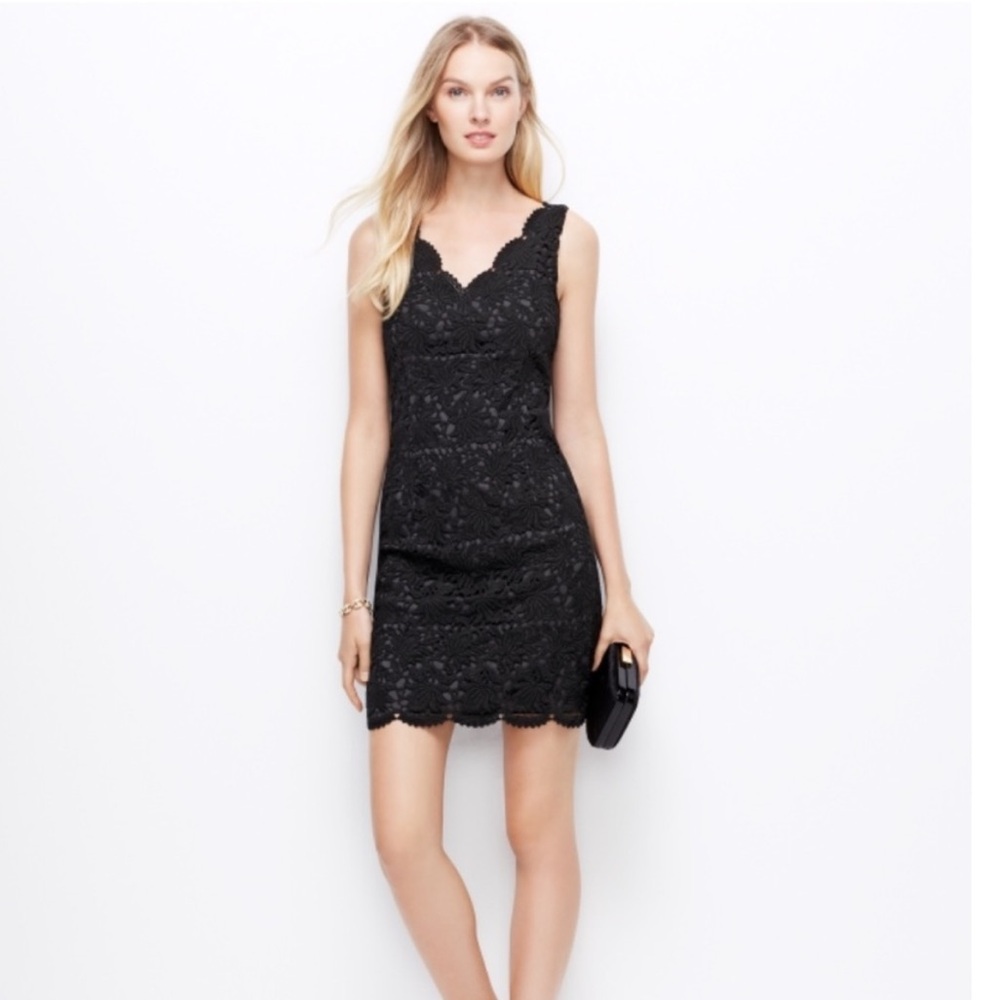 NWT Ann Taylor Black Sheath Midi Dress Size 00